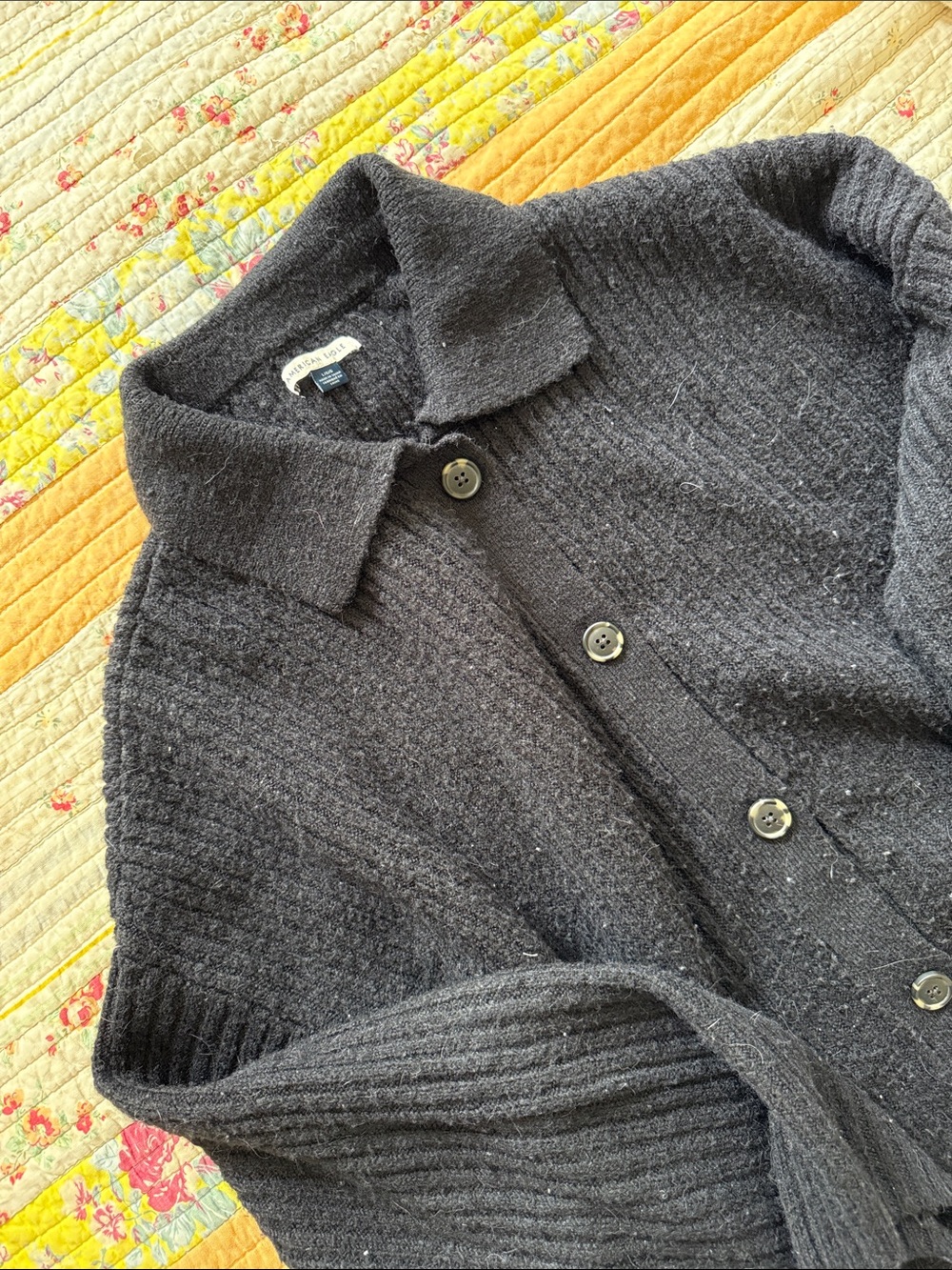 American Eagle Outfitters Black Button-Front Cardigan